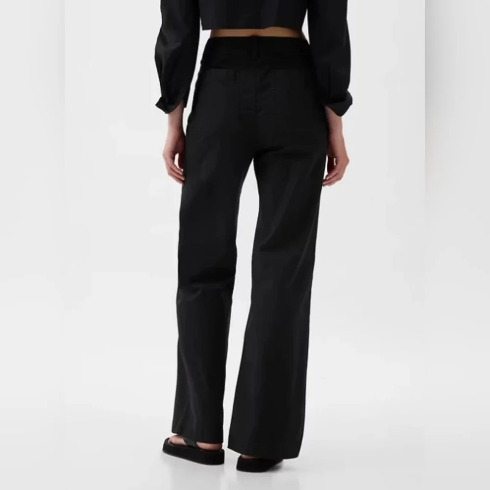 GAP High Rise Stride Wide Leg Canvas Khakis Ankle Pants Black Size 12 NWT RT$80